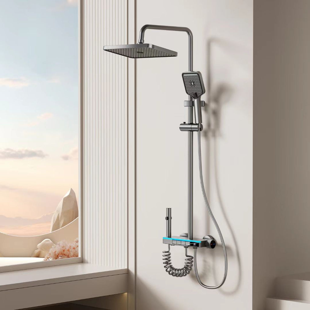 Colonne de Douche Thermostatique Intelligente — Gris Gunmetal Brossé