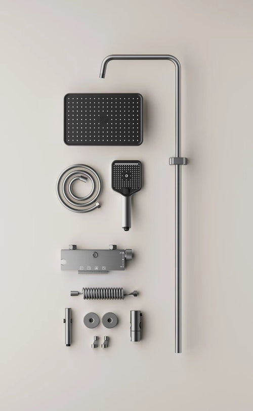 Colonne de Douche Thermostatique Intelligente — Gris Gunmetal Brossé