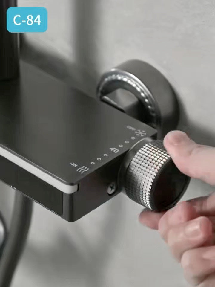 Colonne de Douche Thermostatique Intelligente — Gris Gunmetal Brossé