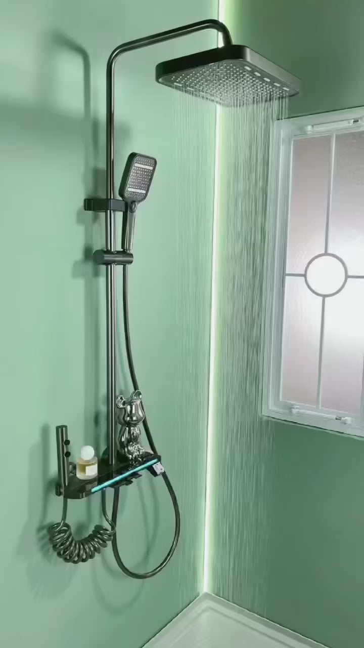 Colonne de Douche Thermostatique Intelligente — Gris Gunmetal Brossé